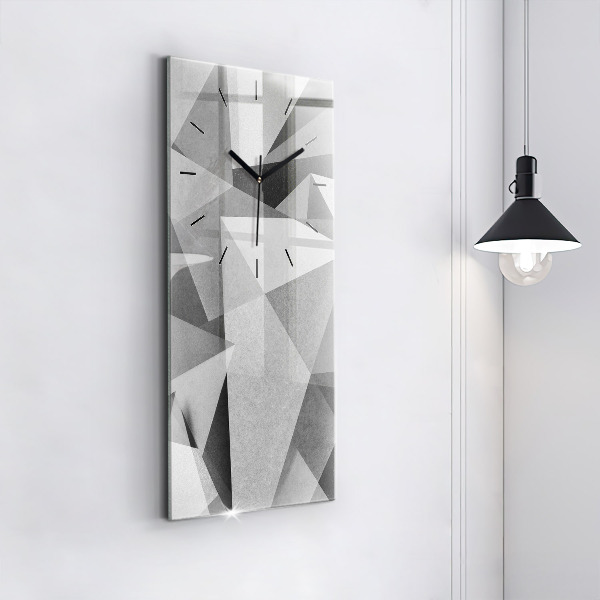 Vertikální skleněné hodiny Šedá geometrická abstrakce