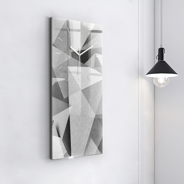Vertikální skleněné hodiny Šedá geometrická abstrakce