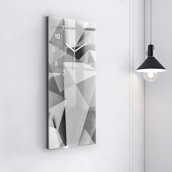 Vertikální skleněné hodiny Šedá geometrická abstrakce