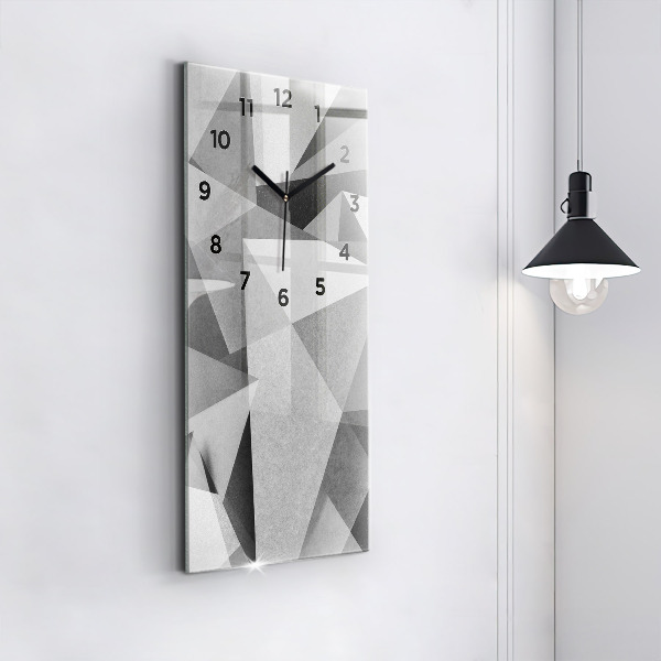 Vertikální skleněné hodiny Šedá geometrická abstrakce