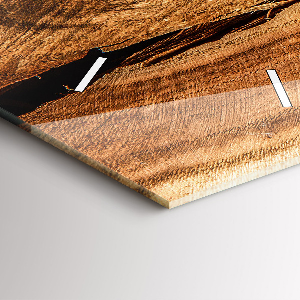 Vertikální skleněné hodiny Textura dřeva