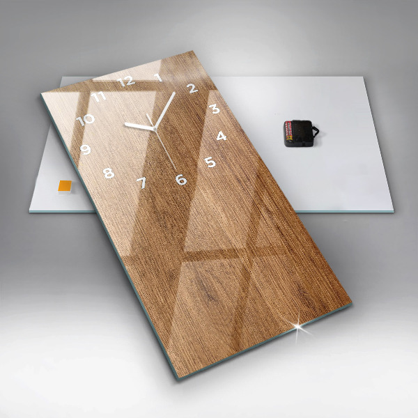 Vertikální skleněné hodiny Světlé dřevo