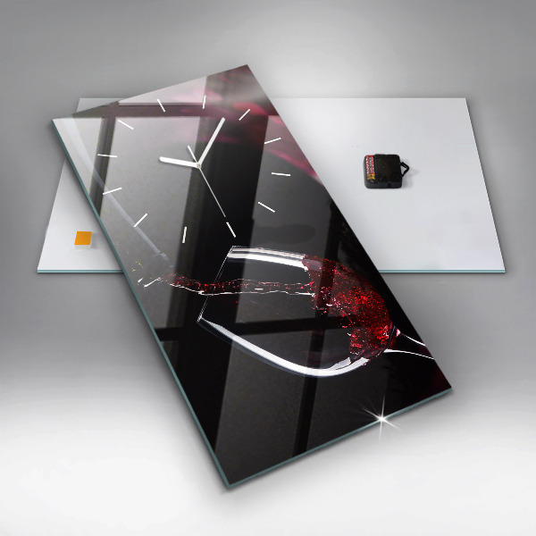 Vertikální skleněné hodiny Červené víno