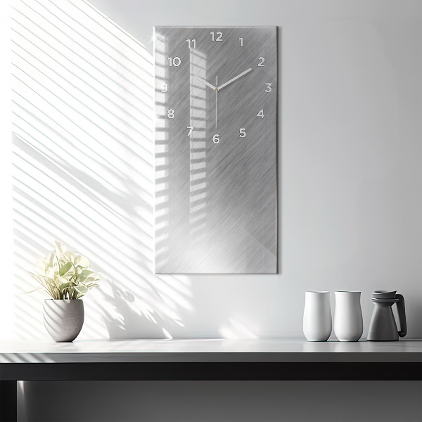Vertikální skleněné hodiny Kovová stěna