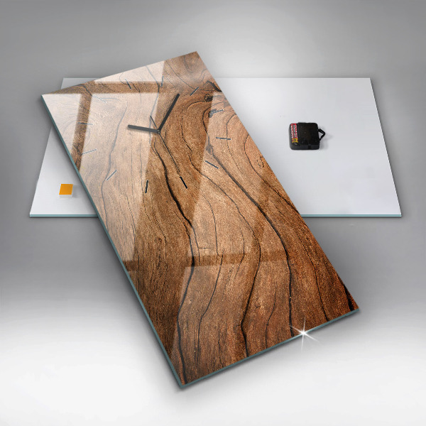 Vertikální skleněné hodiny Staré dřevo