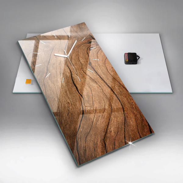 Vertikální skleněné hodiny Staré dřevo