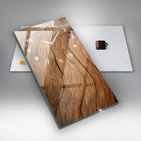 Vertikální skleněné hodiny Staré dřevo