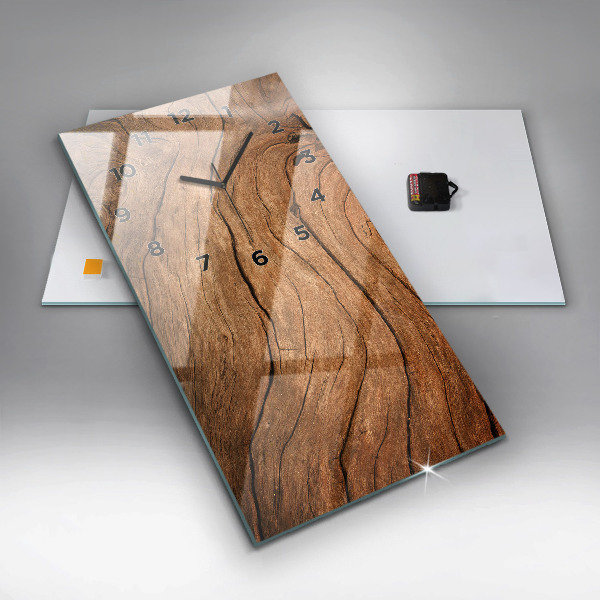 Vertikální skleněné hodiny Staré dřevo