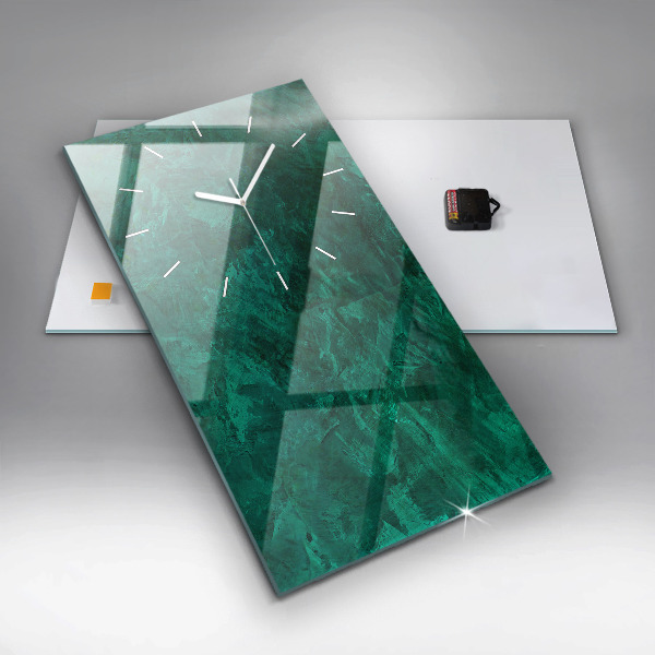 Vertikální skleněné hodiny Smaragdová zeď
