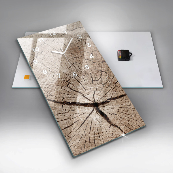 Vertikální skleněné hodiny Starý dřevěný kmen