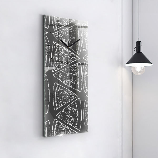 Vertikální skleněné hodiny Malovaná pizza