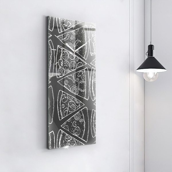 Vertikální skleněné hodiny Malovaná pizza