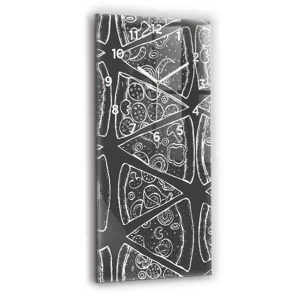 Vertikální skleněné hodiny Malovaná pizza