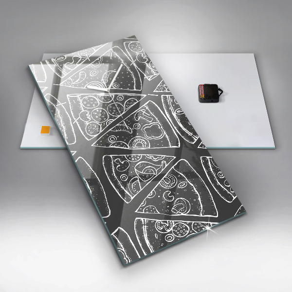 Vertikální skleněné hodiny Malovaná pizza