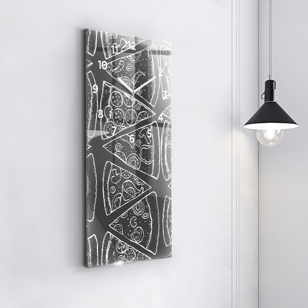 Vertikální skleněné hodiny Malovaná pizza