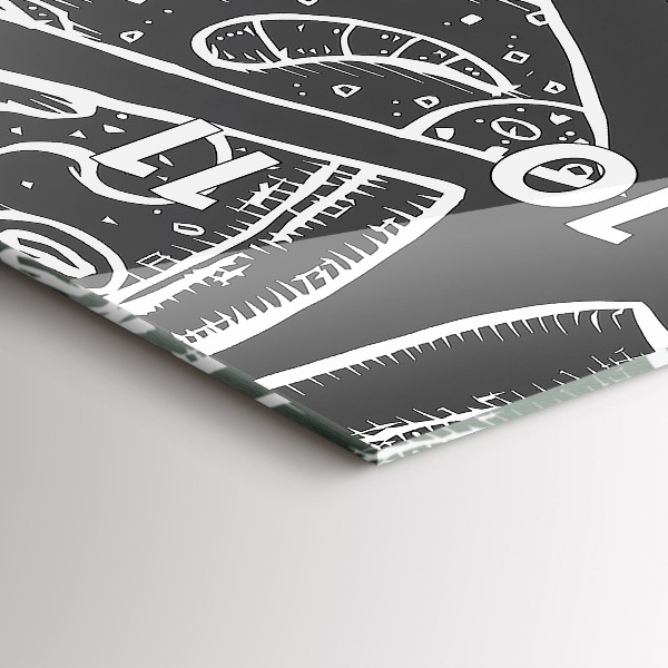 Vertikální skleněné hodiny Malovaná pizza