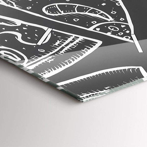 Vertikální skleněné hodiny Malovaná pizza