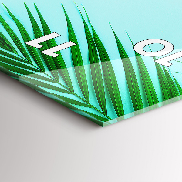 Vertikální skleněné hodiny Zelené palmy