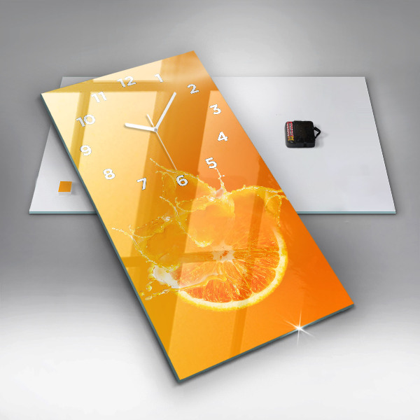 Vertikální skleněné hodiny Oranžový