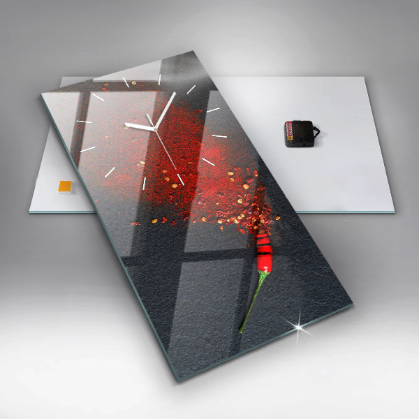 Vertikální skleněné hodiny Červený pepř koření