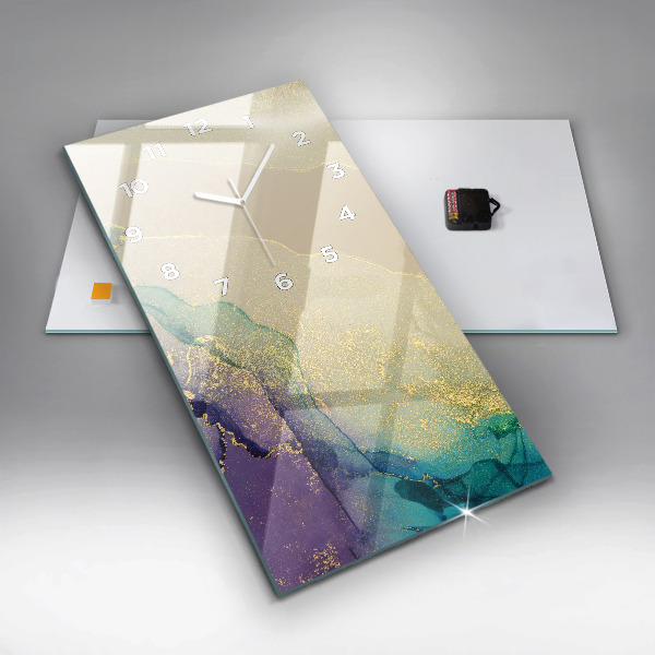 Vertikální skleněné hodiny Barevná abstrakce