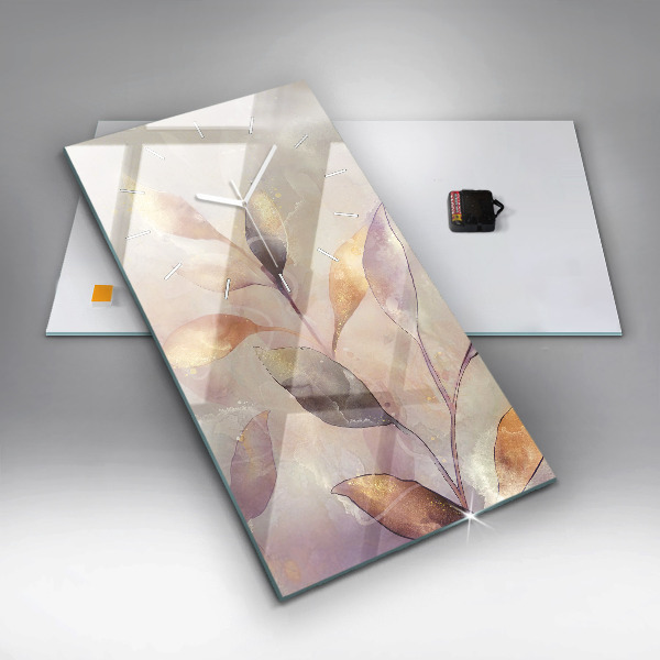 Vertikální skleněné hodiny Abstraktní boho listy