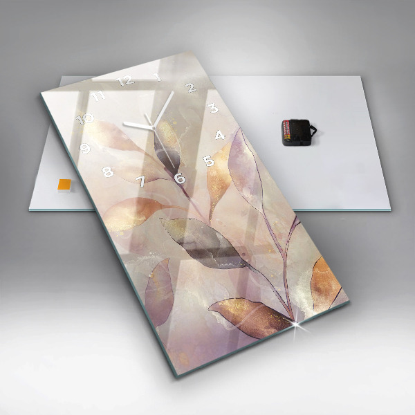 Vertikální skleněné hodiny Abstraktní boho listy