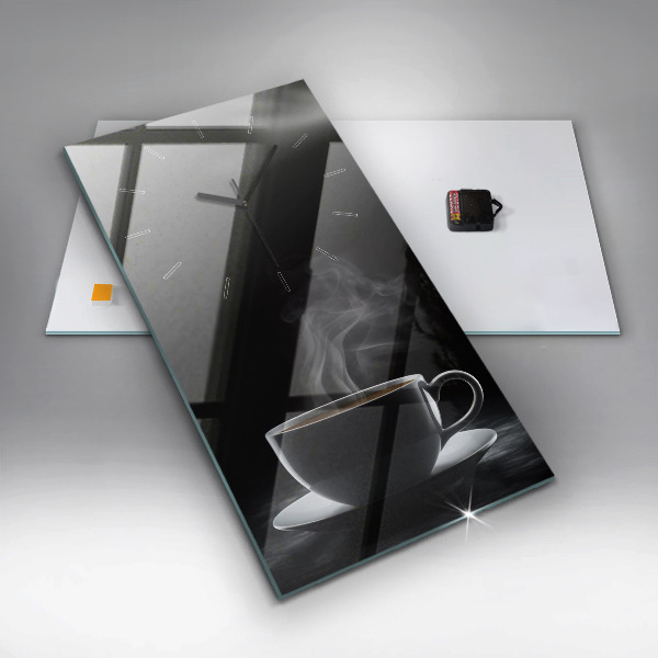 Vertikální nástěnné hodiny Hrnek černé kávy