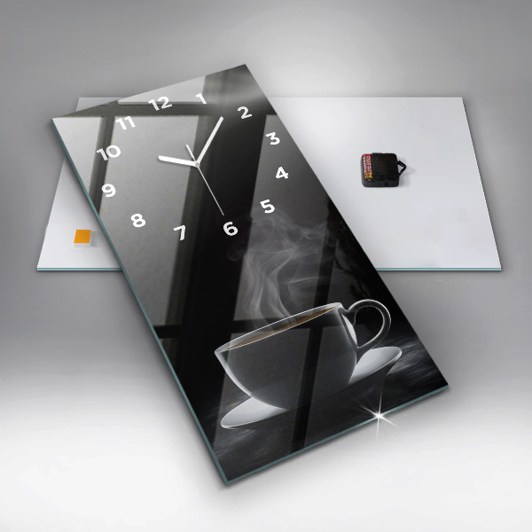 Vertikální nástěnné hodiny Hrnek černé kávy