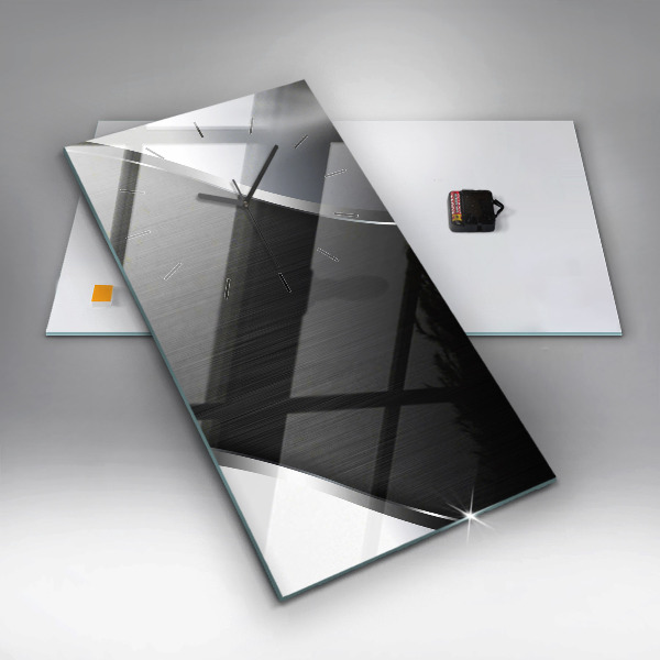 Vertikální nástěnné hodiny Černé a stříbrné linie