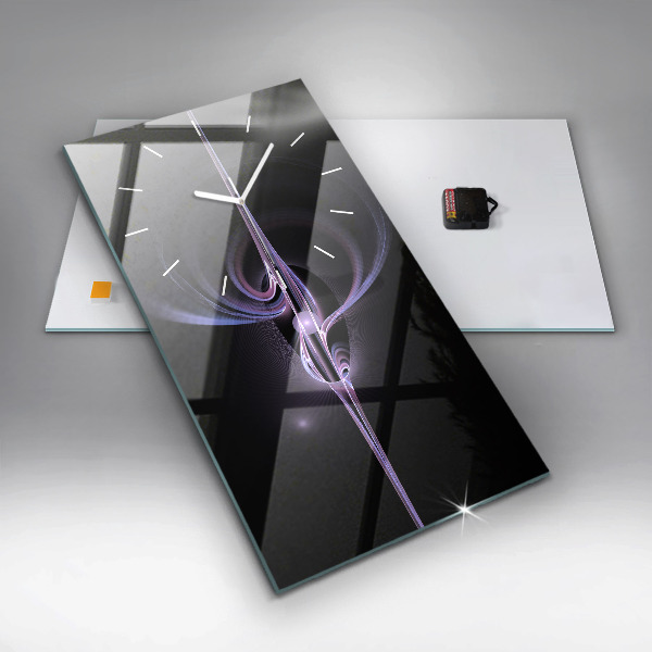 Vertikální nástěnné hodiny Fialová abstrakce