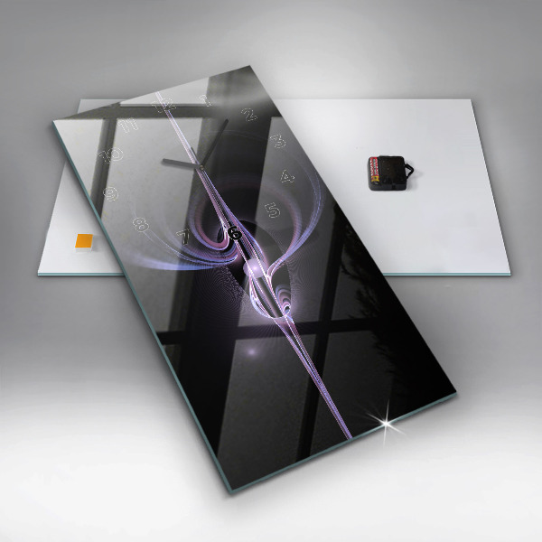 Vertikální nástěnné hodiny Fialová abstrakce