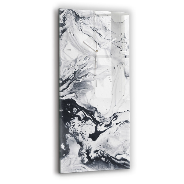 Vertikální skleněné hodiny Abstraktní inkoustový mramor