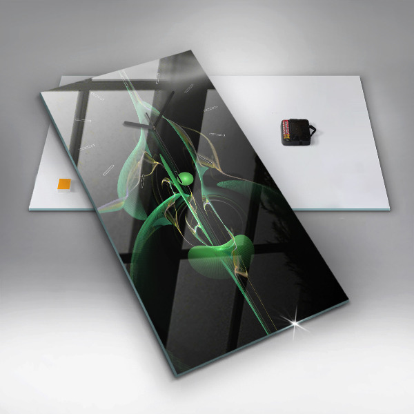 Vertikální nástěnné hodiny Zelená abstrakce