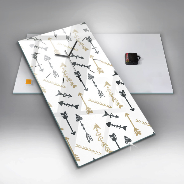 Vertikální skleněné hodiny Geometrický hipsterský vzor