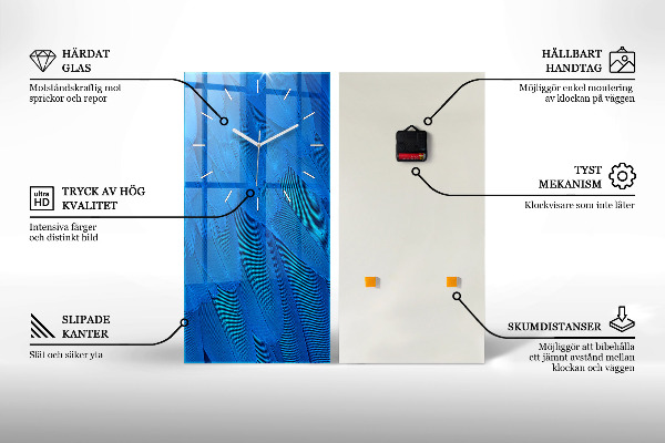 Vertikální skleněné hodiny Mořská krajina