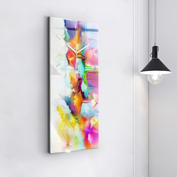 Vertikální skleněné hodiny Abstraktní květiny