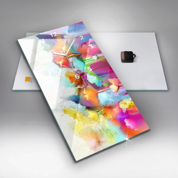 Vertikální skleněné hodiny Abstraktní květiny