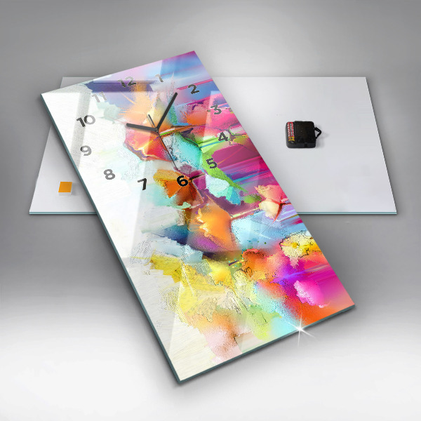 Vertikální skleněné hodiny Abstraktní květiny