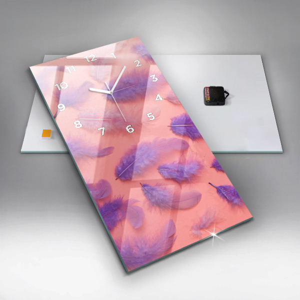 Vertikální skleněné hodiny Barevné peří