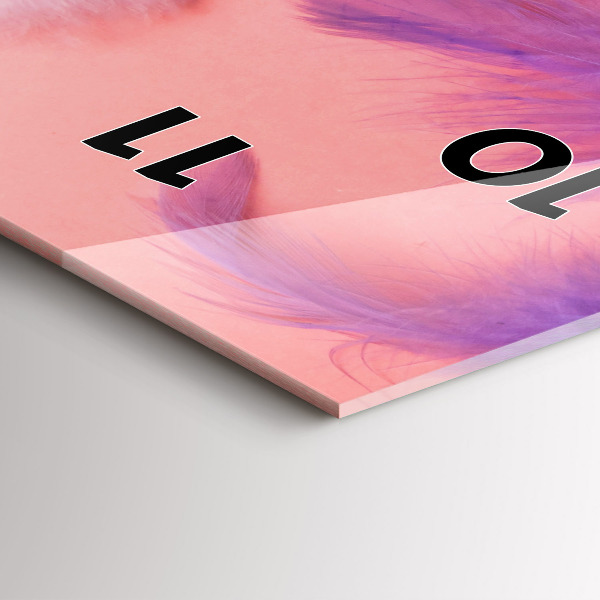 Vertikální skleněné hodiny Barevné peří