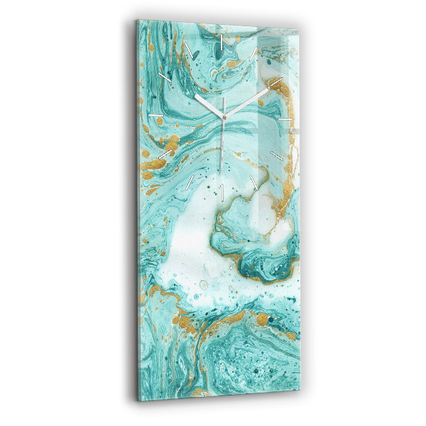 Vertikální skleněné hodiny Mramorová textura