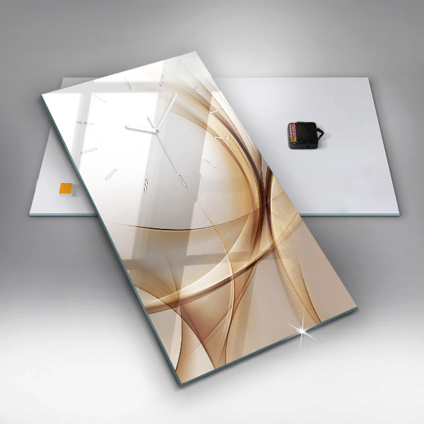 Vertikální skleněné hodiny Zlatá abstrakce