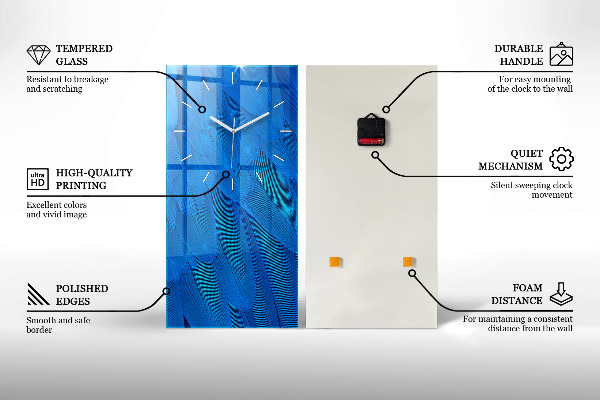 Vertikální skleněné hodiny Černá abstrakce