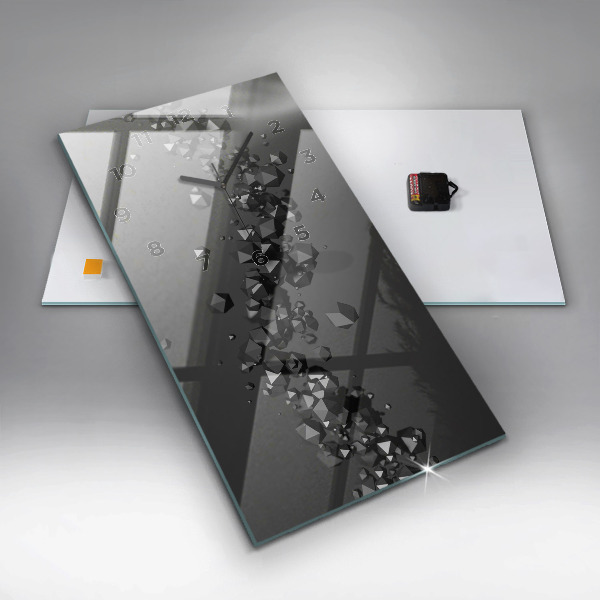 Vertikální skleněné hodiny Černá abstrakce