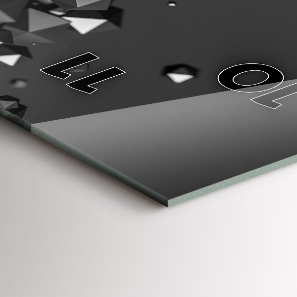 Vertikální skleněné hodiny Černá abstrakce