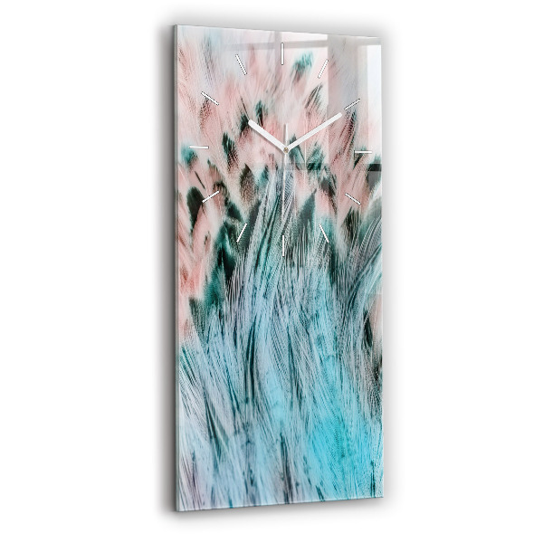 Vertikální skleněné hodiny Barevné peří