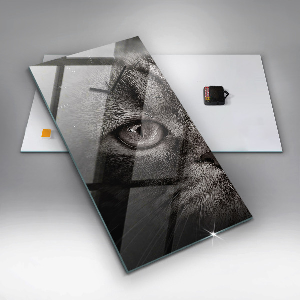 Vertikální skleněné hodiny Pes a skotská kočka