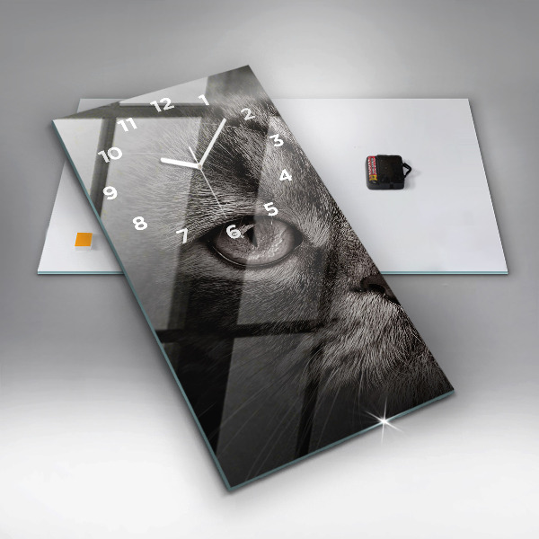 Vertikální skleněné hodiny Pes a skotská kočka