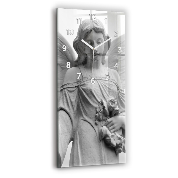 Vertikální skleněné hodiny Stará socha anděla
